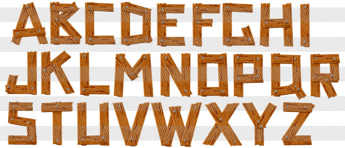 木片の切れ端のアルファベット