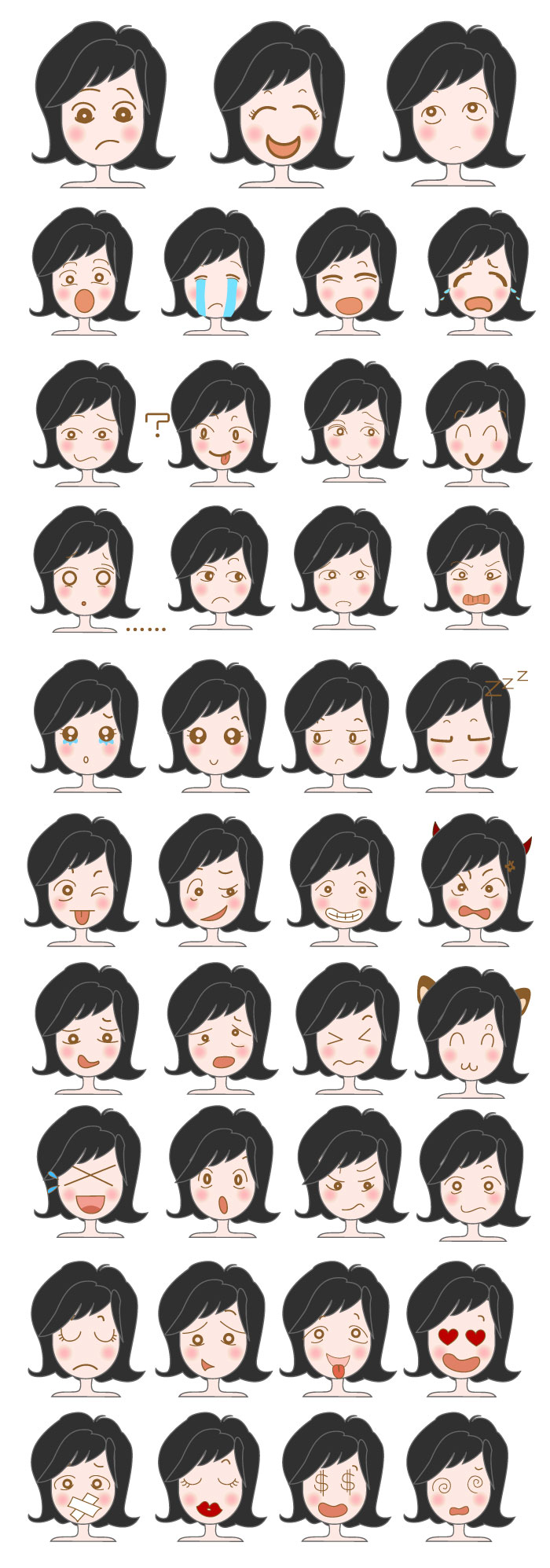 顔の表情 女の子 の無料イラスト イラストレーター素材 Ai Eps 商用可能