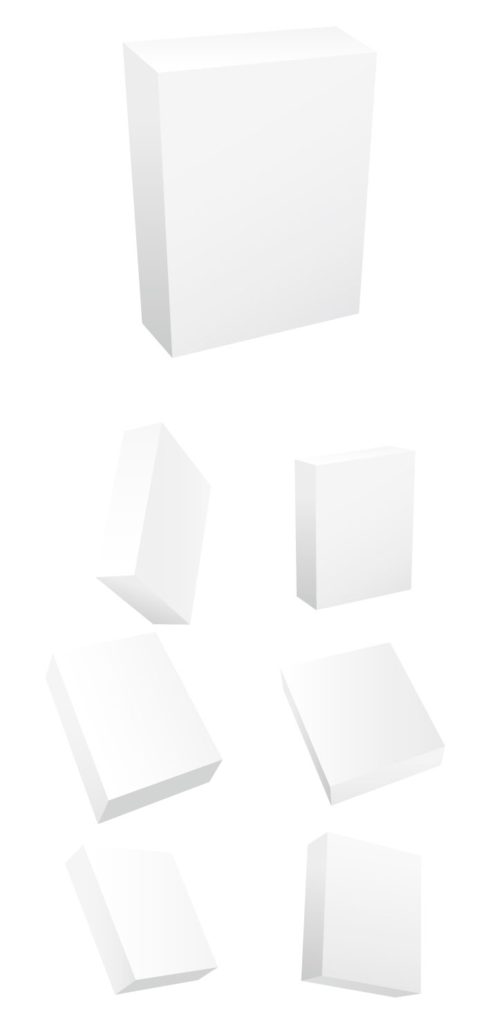 立体的な白い箱・直方体の無料イラスト